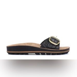 Jones Bootmaker Black South Beach Ladies Buckle Mule Sandals- Size 38/ 8